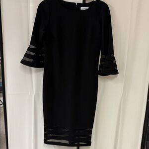 Calvin Klein Black Dress with Sheer Sleeve Accents